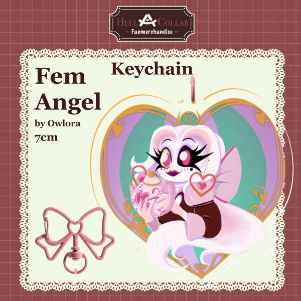 Fem Angel || Clear Acrylic Keychain || Hell-a-Collab Maid Cafe