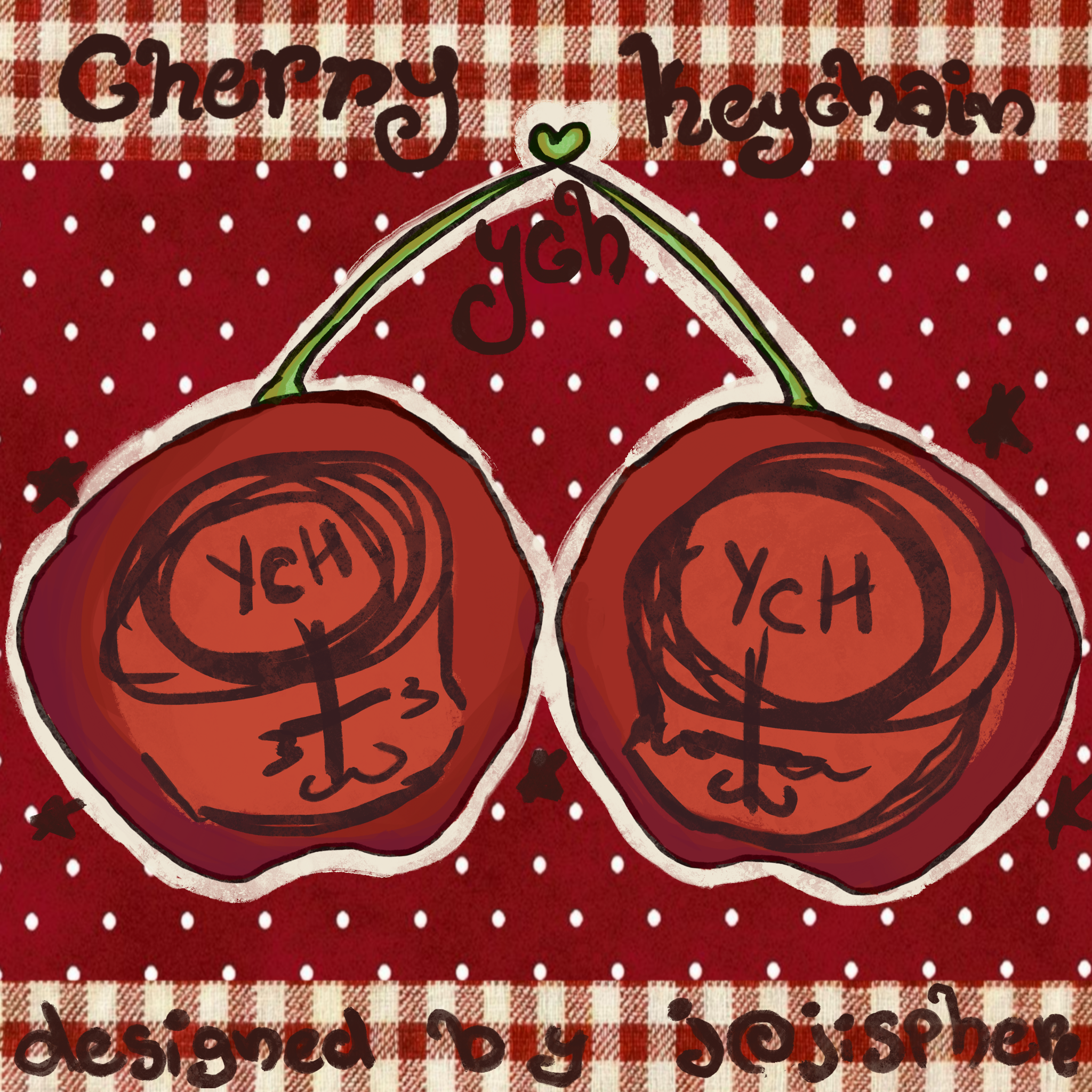 Cherry YHC keychain ~ 2 chibi heads / designed by jojisphere