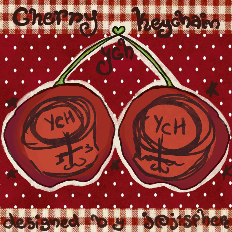 Cherry YHC keychain ~ 2 chibi heads / designed by jojisphere
