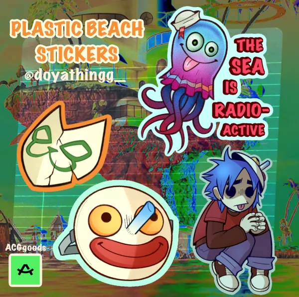 2-D Phone Charm + 4 Stickers (Plastic Beach) || DISCOUNTED