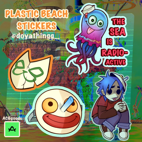 2-D Phone Charm + 4 Stickers (Plastic Beach) || DISCOUNTED