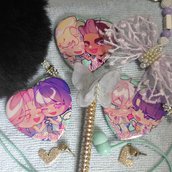 ALNST Valentine's 𖹭 Heart Shaped Badges