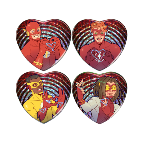 Red Runner Set 1 Heart Shape Holographic Badges