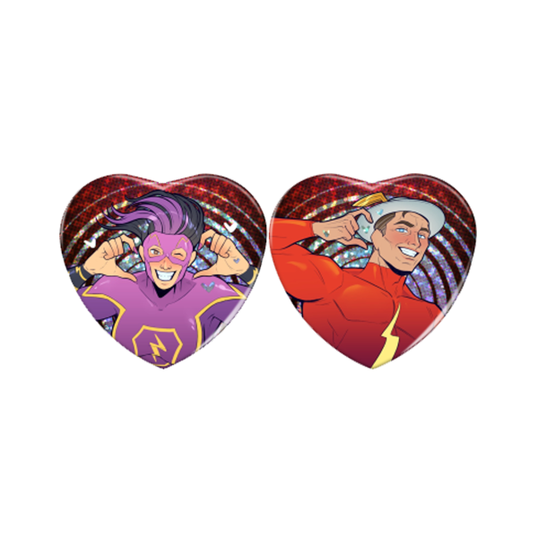 Red Runner Set 2 Heart Shape Holographic Badges