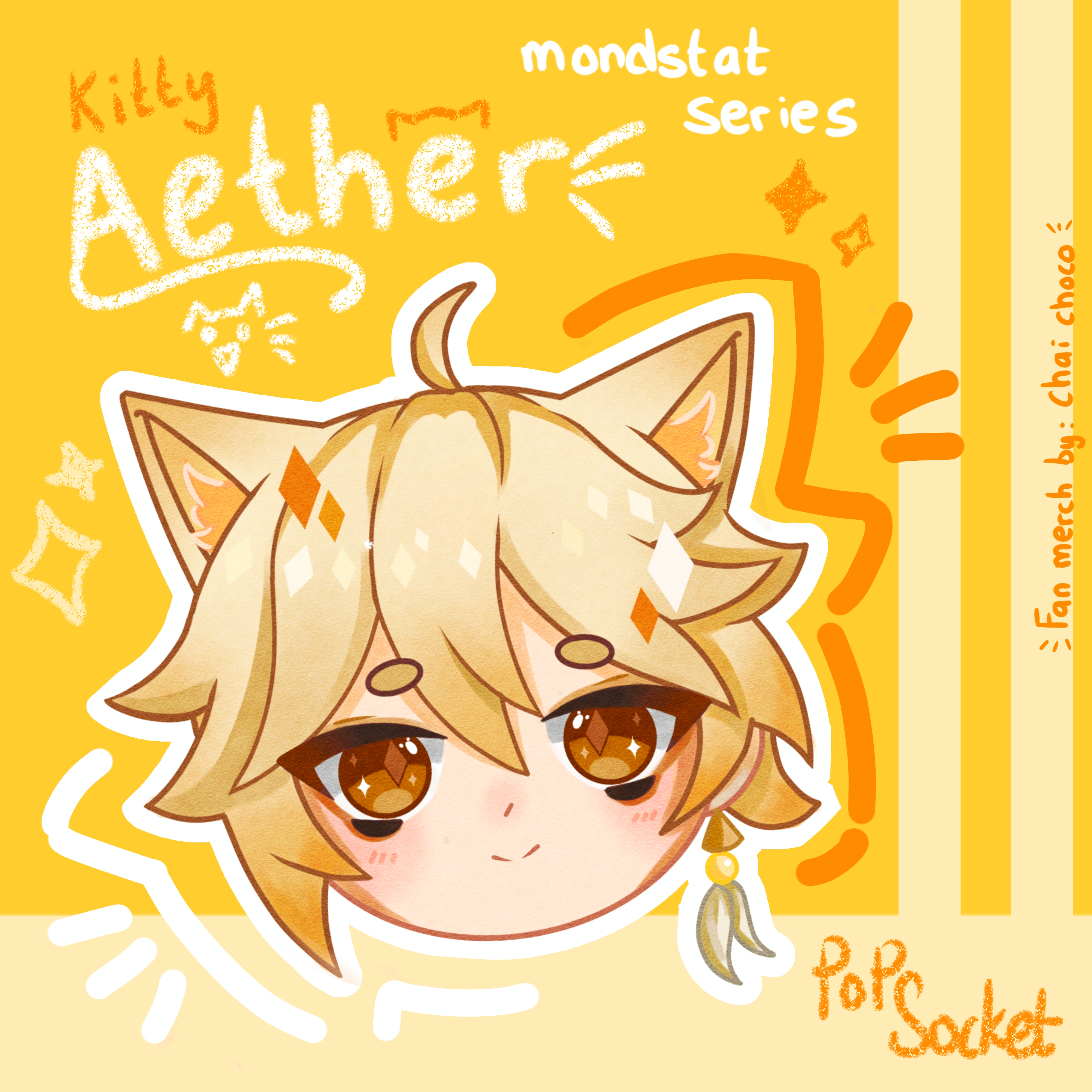 Chibi Aether Genshin Impact - Rainbow Acrylic Airbag Phone Holder