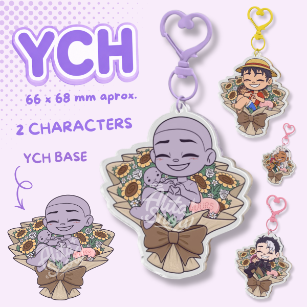 YCH Keycharm Flowers Chibi with Plush toy 💐 (2 characters)