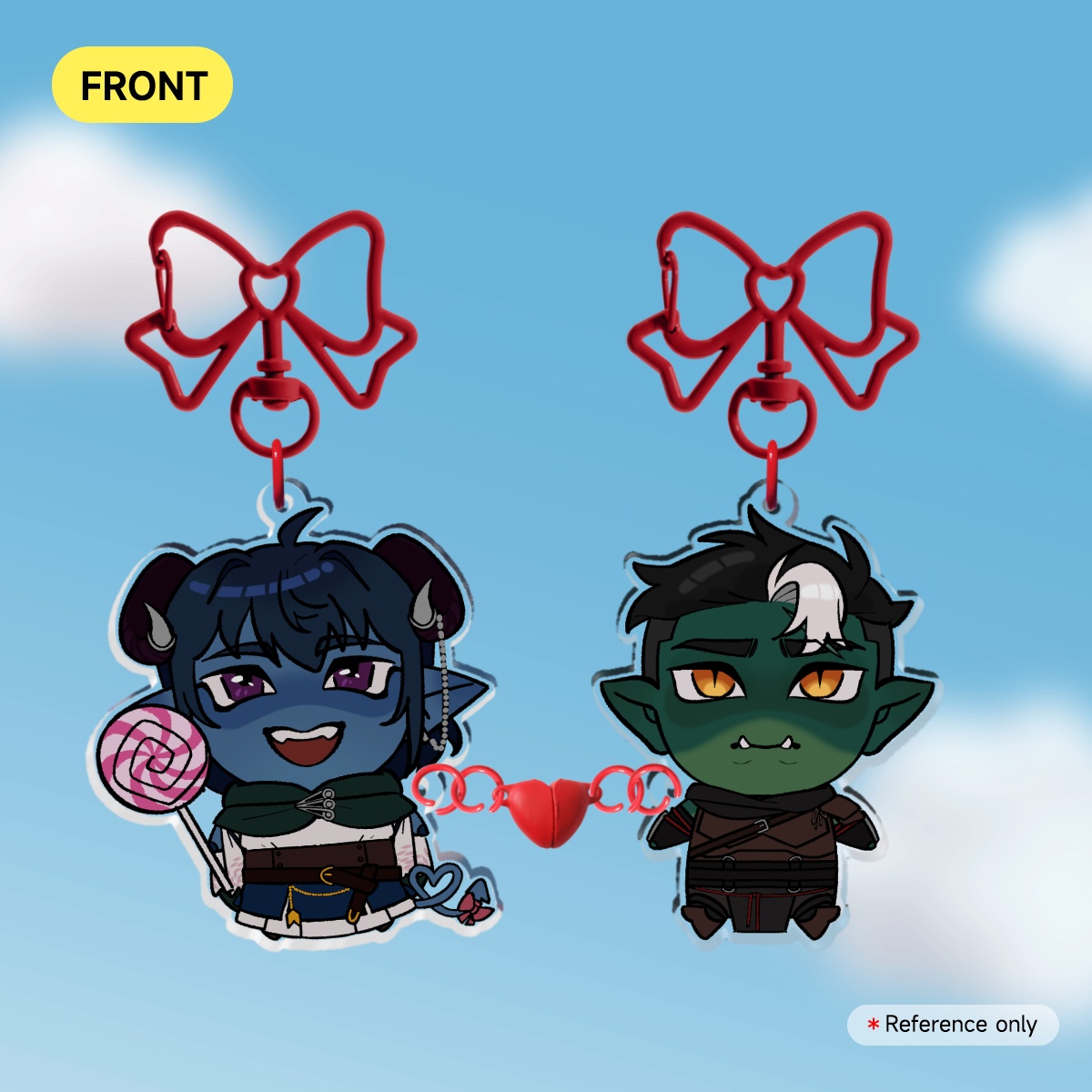 Jester Lavorre + Fjord Stone magnetic heart keychain [ THE MIGHTY NEIN ]