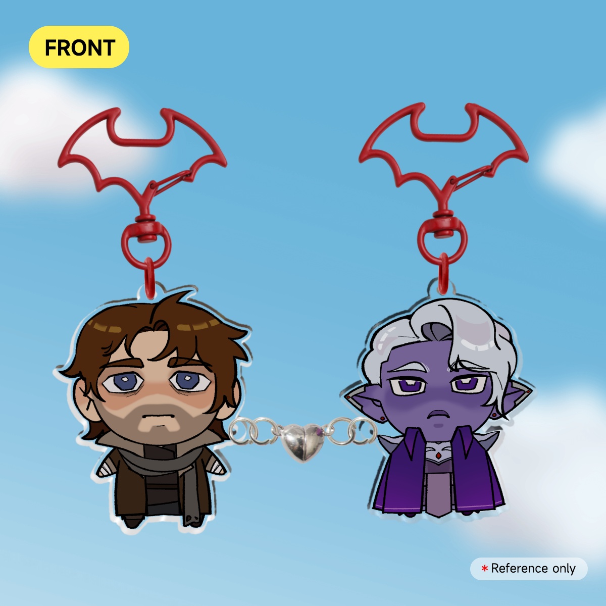 Caleb Widogast + Essek Theylss magnetic heart keychain [ THE MIGHTY NEIN ]