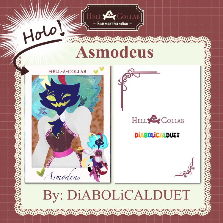 Asmodeus Holographic Photocards Maid Cafe HellaCollab