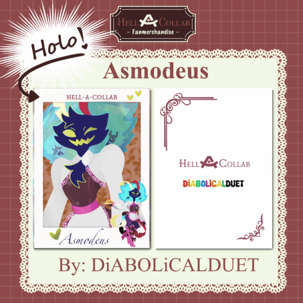 Asmodeus Holographic Photocards Maid Cafe HellaCollab