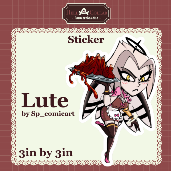 Lute Die Cut Stickers "Maid Cafe Hell-a-Collab"