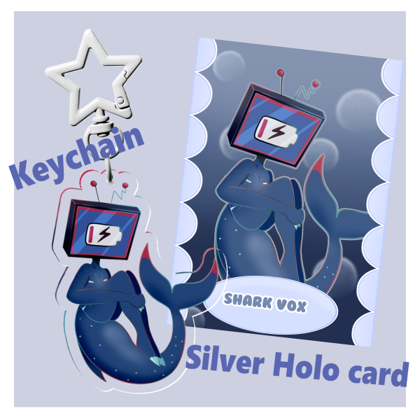 Shark Vox set || Hazbin Hotel keychain and holo card