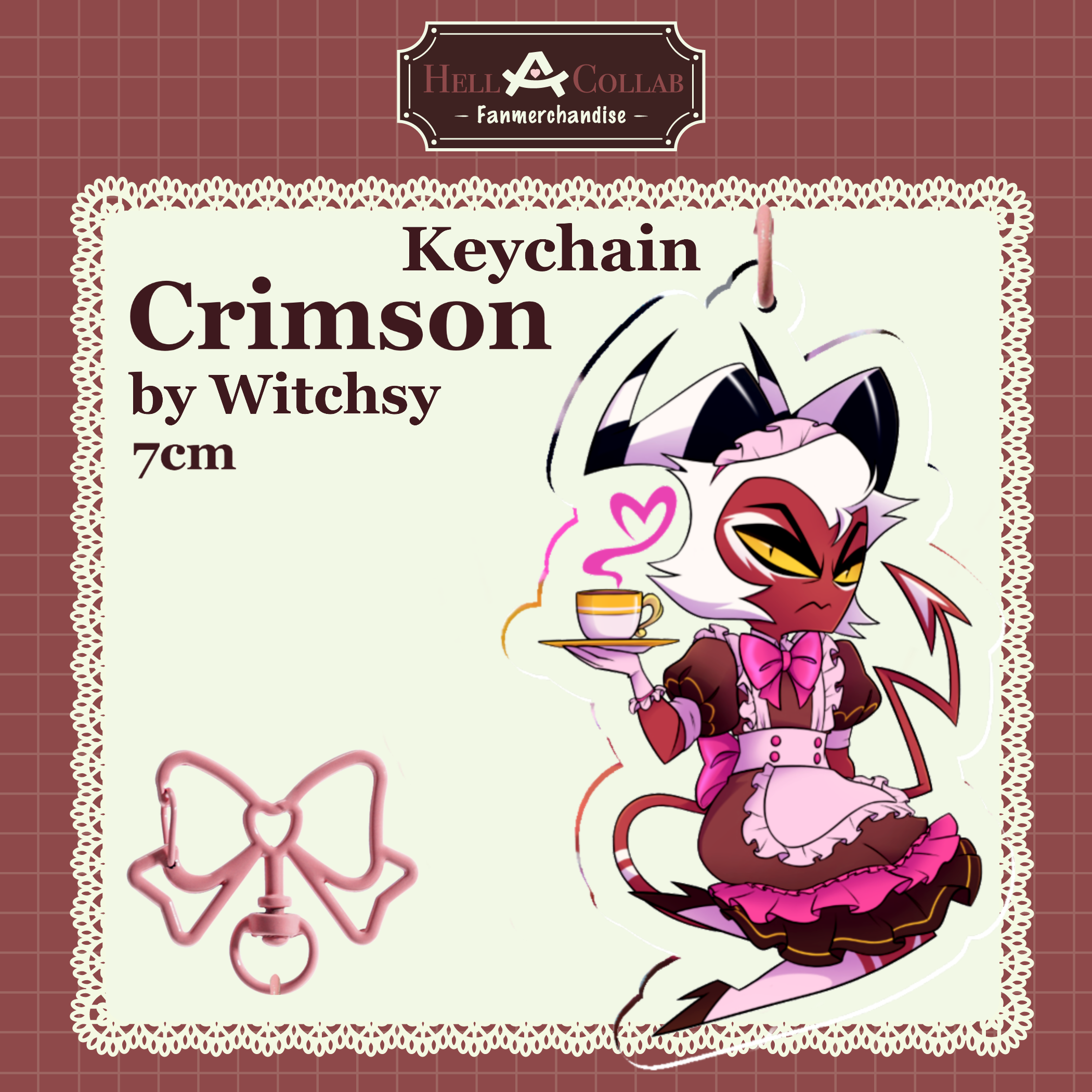 Crimson Clear Acrylic Keychain || Maid Cafe Hell-a-Collab