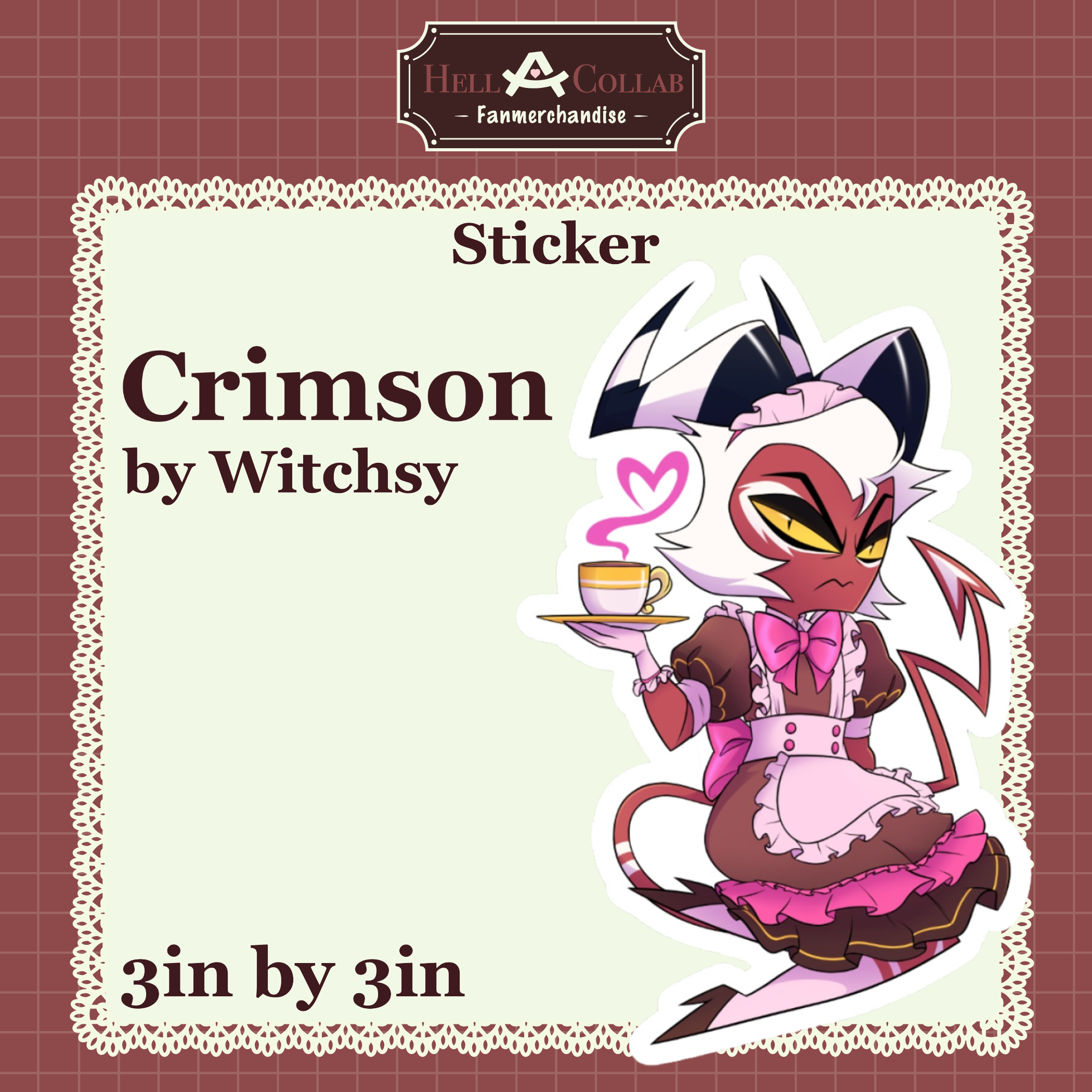 Crimson Die Cut Sticker || Maid Cafe Hell-a-Collab