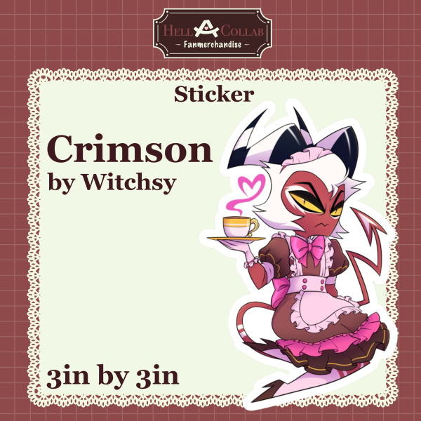 Crimson Die Cut Sticker || Maid Cafe Hell-a-Collab