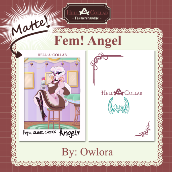 Fem Angeldust || Fanmade Holographic Trading Card || Hell-a-Collab Maid Cafe
