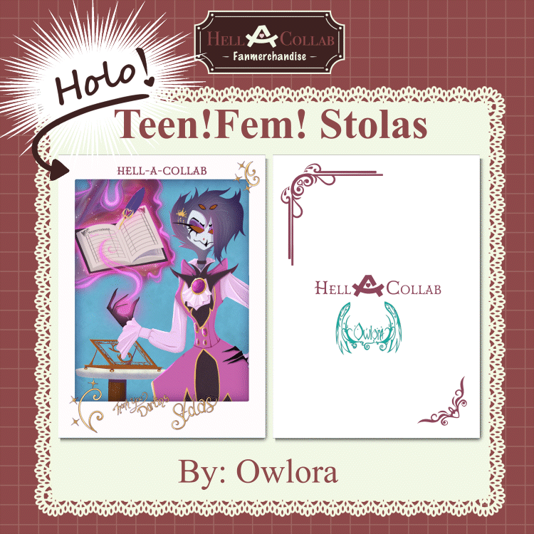 Teen Fem Stolas || Holographic trading card || Hell-a-Collab Maid Cafe