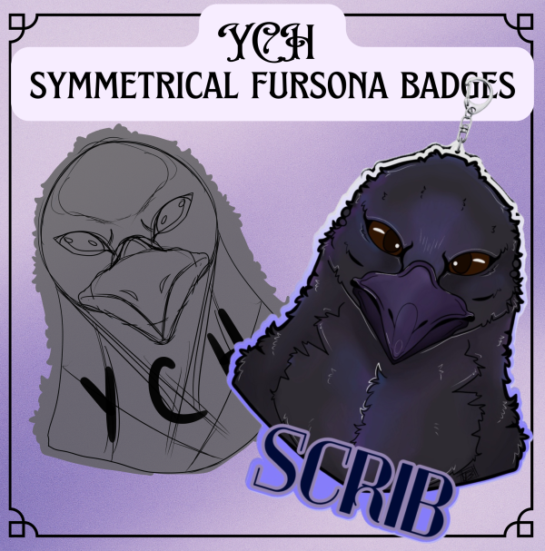 YCH fursona symmetrical Acrylic badge
