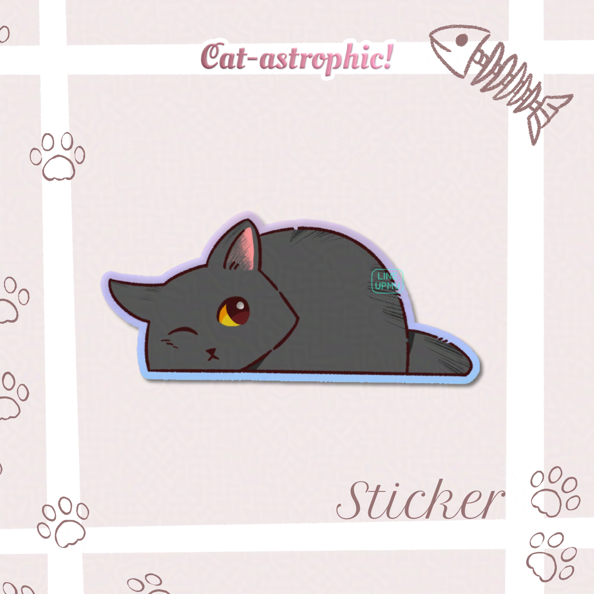 [Cat-astrophic] Black flop cat (sticker)