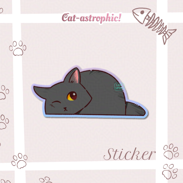 [Cat-astrophic] Black flop cat (sticker)