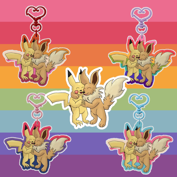 Pikachu x Eevee Pride Keychain Bundle