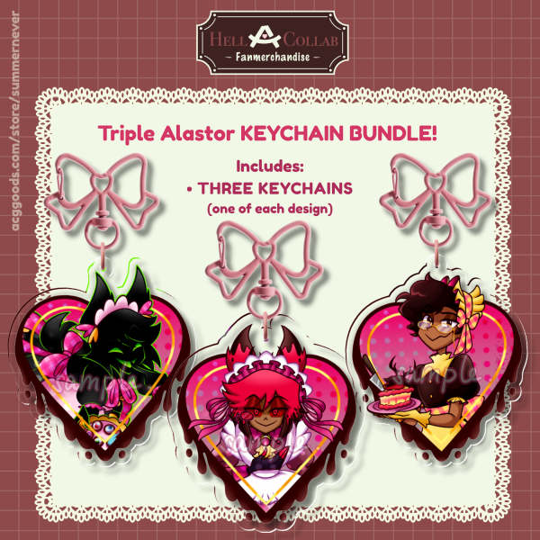Triple Maid Alastor KEYCHAIN Bundle – Hellacollab Maid Cafe Collection || Demon Human Alastor's Shadow
