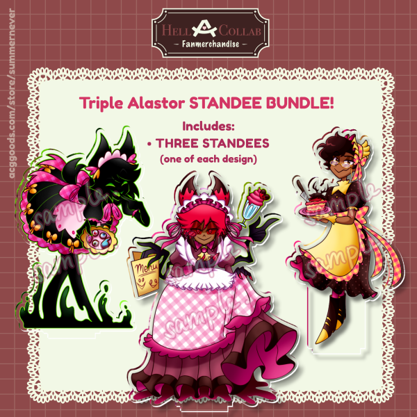 Triple Maid Alastor STANDEE Bundle – Hellacollab Maid Cafe Collection || Demon Human Alastor's Shadow