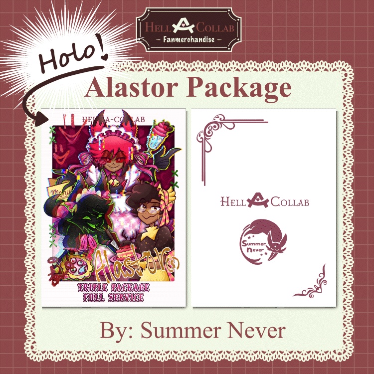 Alastor Package – Card – Hellacollab Maid Cafe Collection || Human Demon Shadow