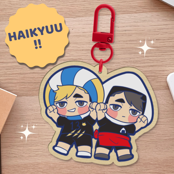 Wood Keychain - Atsumu and Osamu Miya twins - Haikyuu Anime HQ
