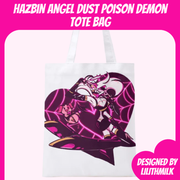 Hazbin Hotel Angel Dust Poison Demon Full-print Canvas Tote Bag - 15.3″x13.4″(39x34cm)