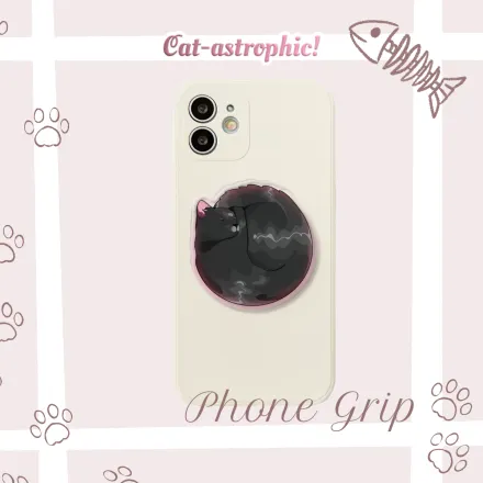 Black Sleeping Cat Phone Grip || Peach the Saviour
