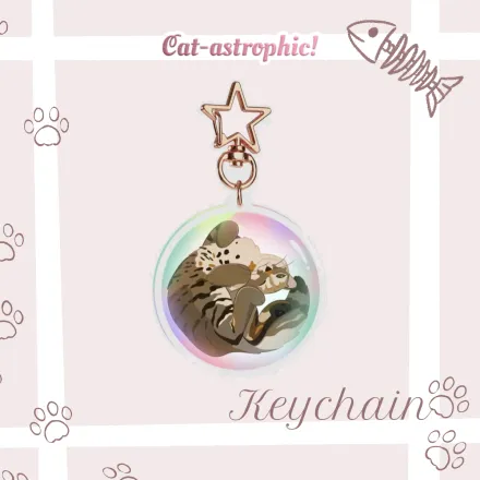 Tabby Kitten Keychain || Cute Cat Charm || Rainbow Bubble