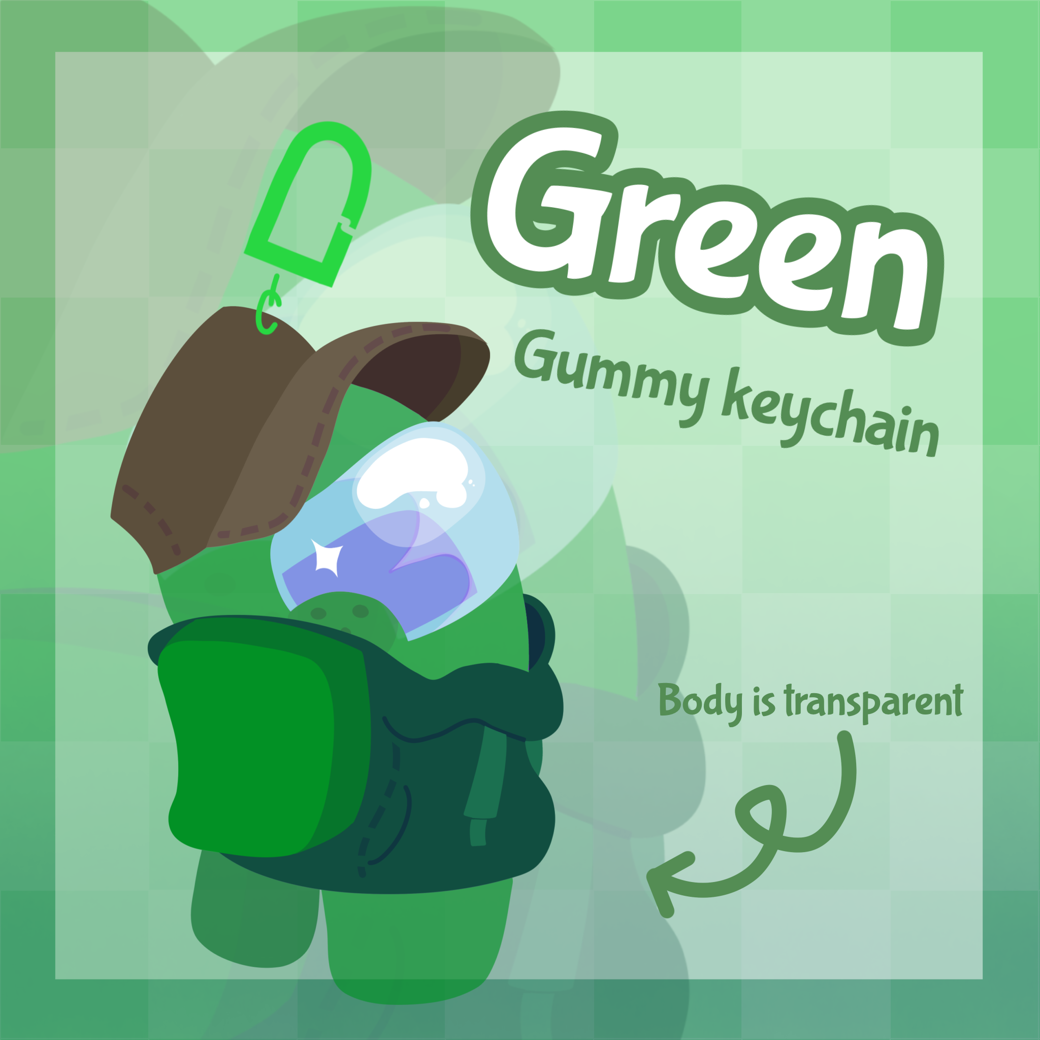 Green Gummy Among Us Show Clear Acrylic Keychain