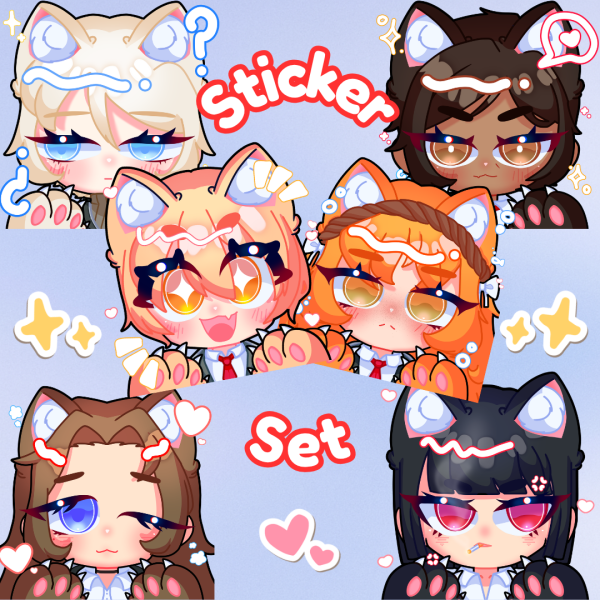Limbus Company Cat Girls Holographic Stickers