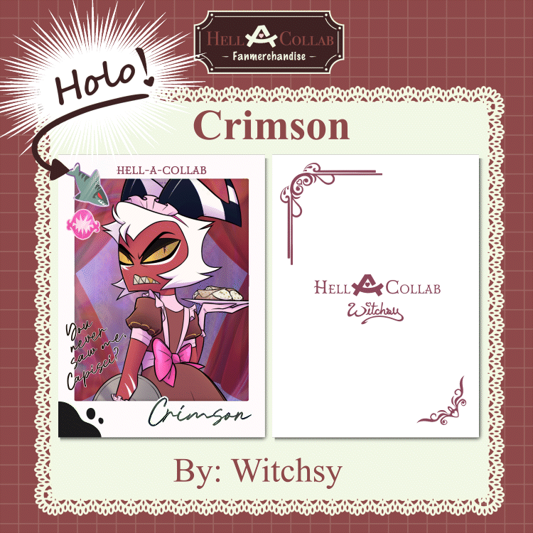 Crimson Holographic Photocard || Maid Cafe Hell-a-Collab