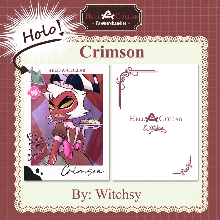 Crimson Holographic Photocard || Maid Cafe Hell-a-Collab