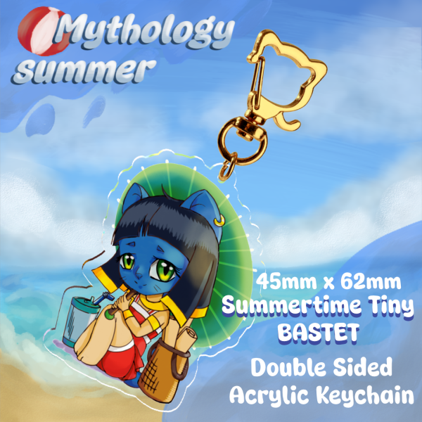 Summertime Tiny Bastet Clear Acrylic Keychain