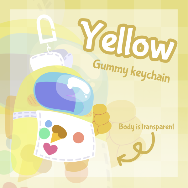 Yellow Gummy Among Us Show Clear Acrylic Keychain