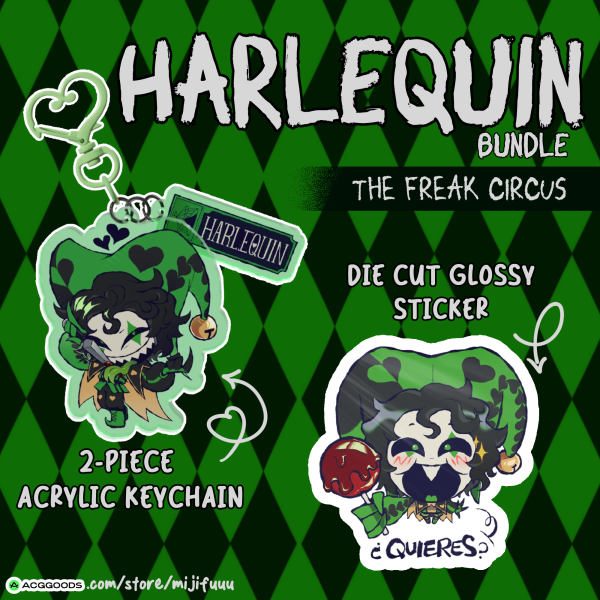 Freak Circus - Harlequin Keychain + Sticker Bundle