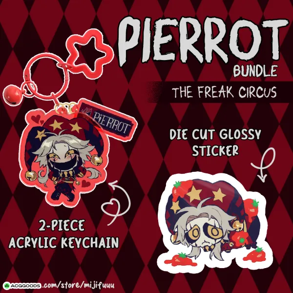 Freak Circus - Pierrot Keychain + Sticker Bundle 