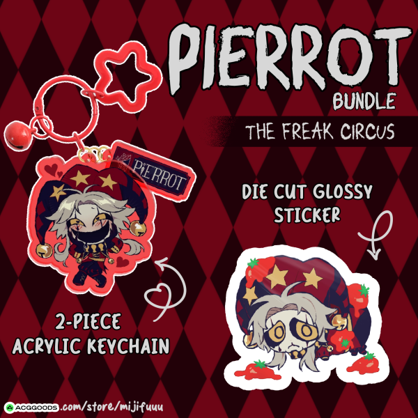 Freak Circus - Pierrot Keychain + Sticker Bundle 