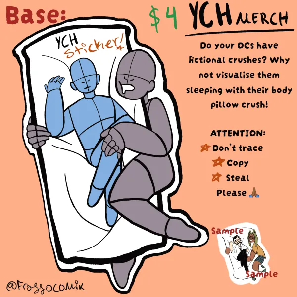 OC fictional crush body pillow YCH