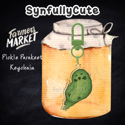 Chibi Pickle Parrot Parakeet Keychain