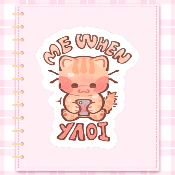 Cat loves Yaoi Die Cut Stickers
