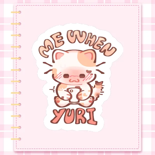 Cat loves Yuri Die Cut Stickers
