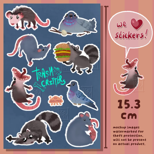 Trash Critters ✧ Stickersheet