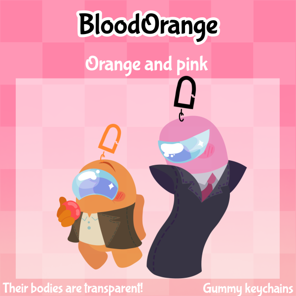 BloodOrange (Orange x pink) Gummy Among Us Show Clear Acrylic Keychain bundle