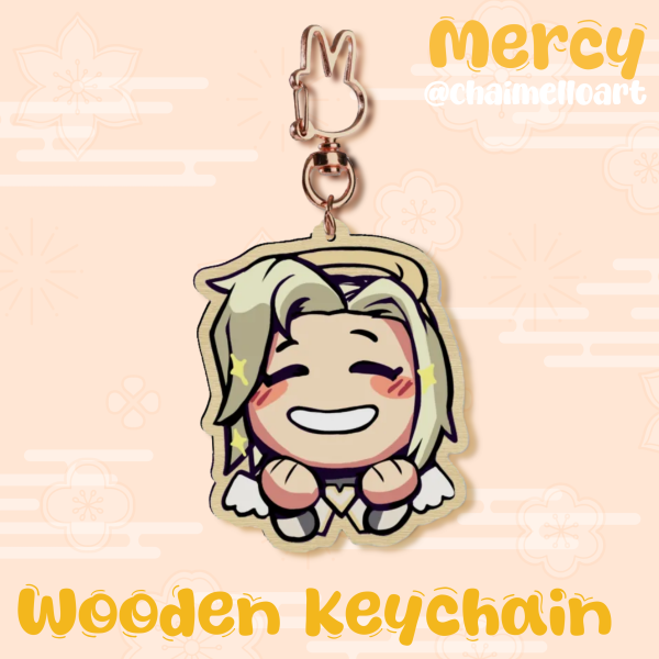 Happy Mercy ♡ Wood Keychain