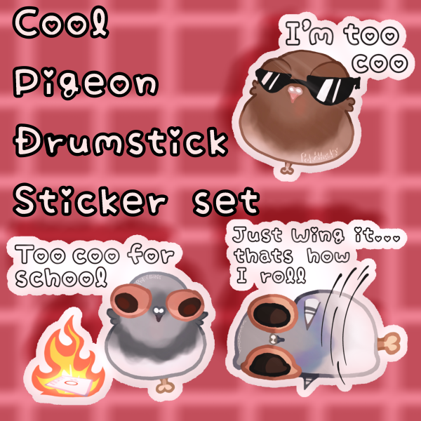 Cool Pigeon Drumstick Sticker Set