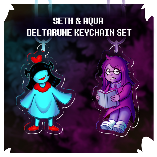 Aqua & Seth deltarune keychain set